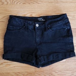 Black denim shorts